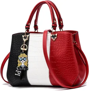 Women Handbag PU Leather Crocodile Pattern Handbag Fashion Shoulder Bag Hit Color Messenger Bag