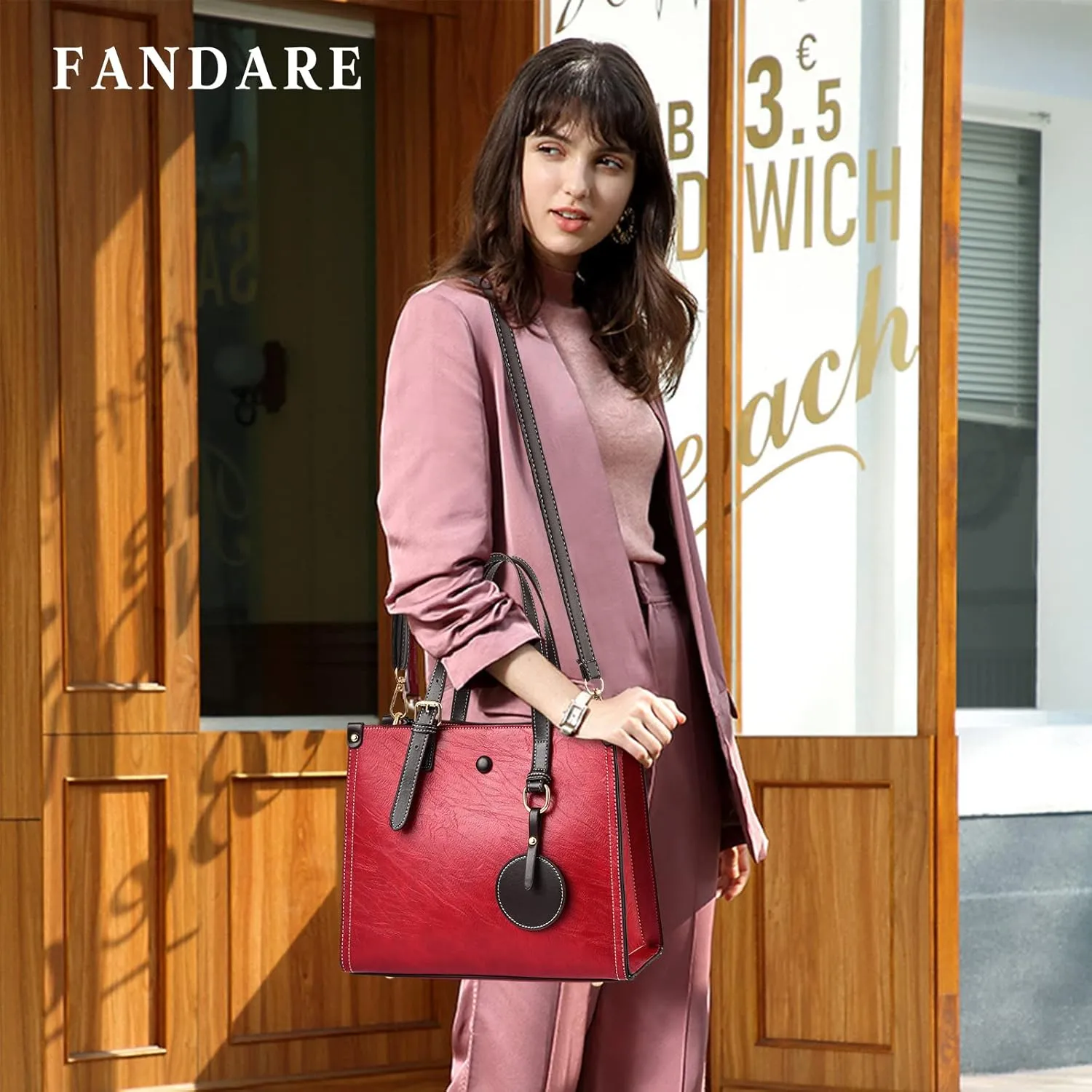 Women Handbag Tote Top Handle PU Leather Shoulder Satchel Crossbody Messenger Bag