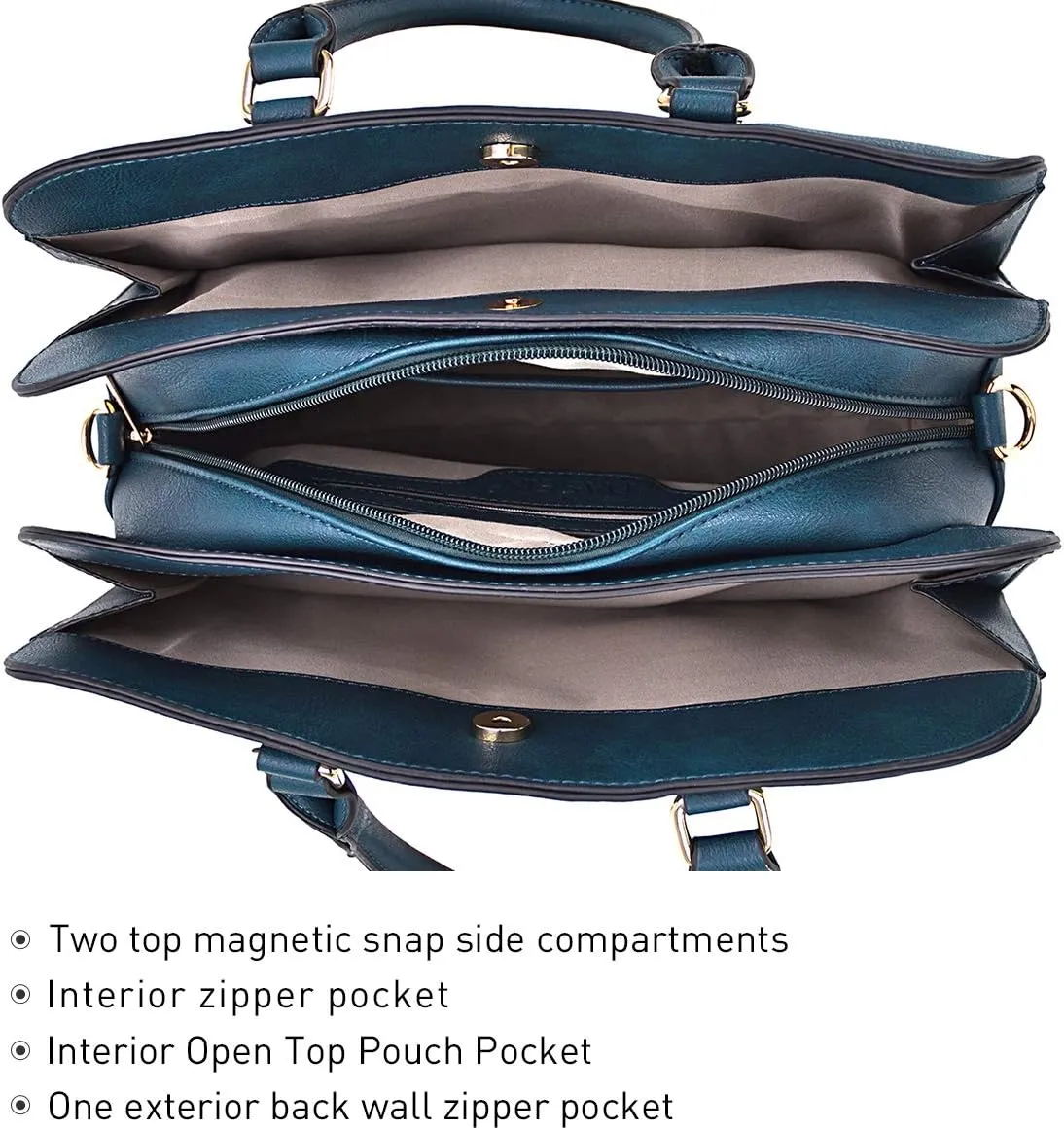Women Handbag Wallet Tote Shoulder Hobo Bag Top Handle Satchel Purse Set 2pcs with 3 Compartments