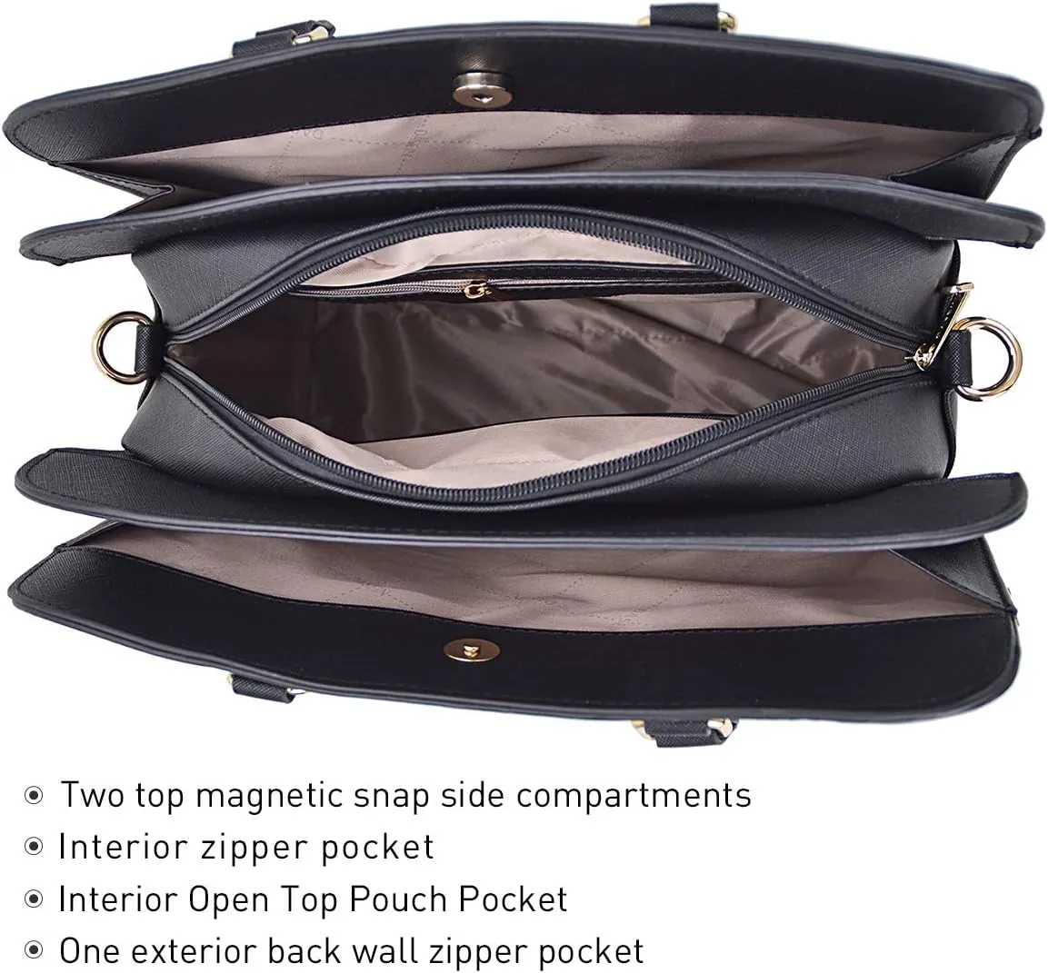 Women Handbag Wallet Tote Shoulder Hobo Bag Top Handle Satchel Purse Set 2pcs with 3 Compartments
