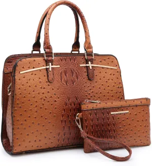 Women Handbag Wallet Tote Shoulder Hobo Bag Top Handle Satchel Purse Set 2pcs with 3 Compartments
