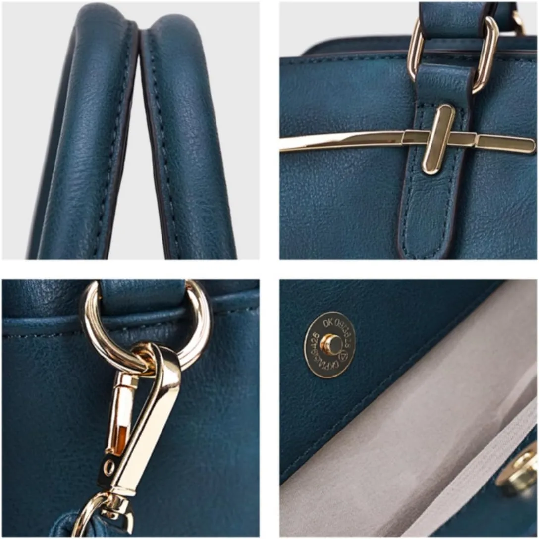 Women Handbag Wallet Tote Shoulder Hobo Bag Top Handle Satchel Purse Set 2pcs with 3 Compartments