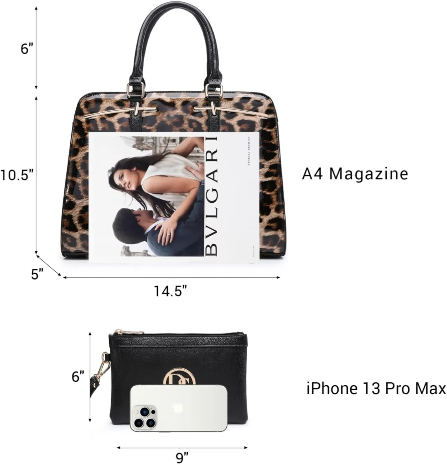 Women Handbag Wallet Tote Shoulder Hobo Bag Top Handle Satchel Purse Set 2pcs with 3 Compartments