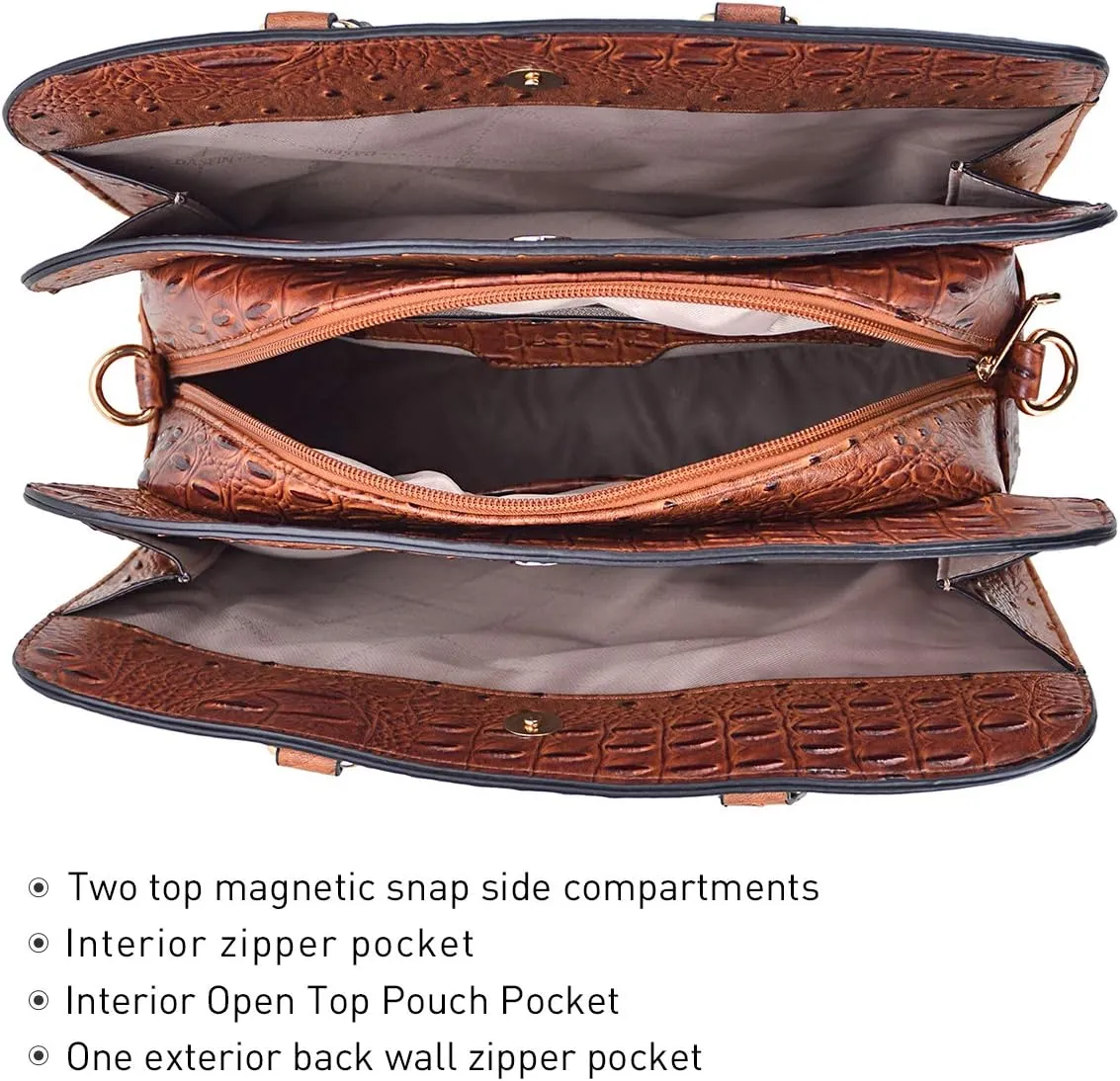 Women Handbag Wallet Tote Shoulder Hobo Bag Top Handle Satchel Purse Set 2pcs with 3 Compartments