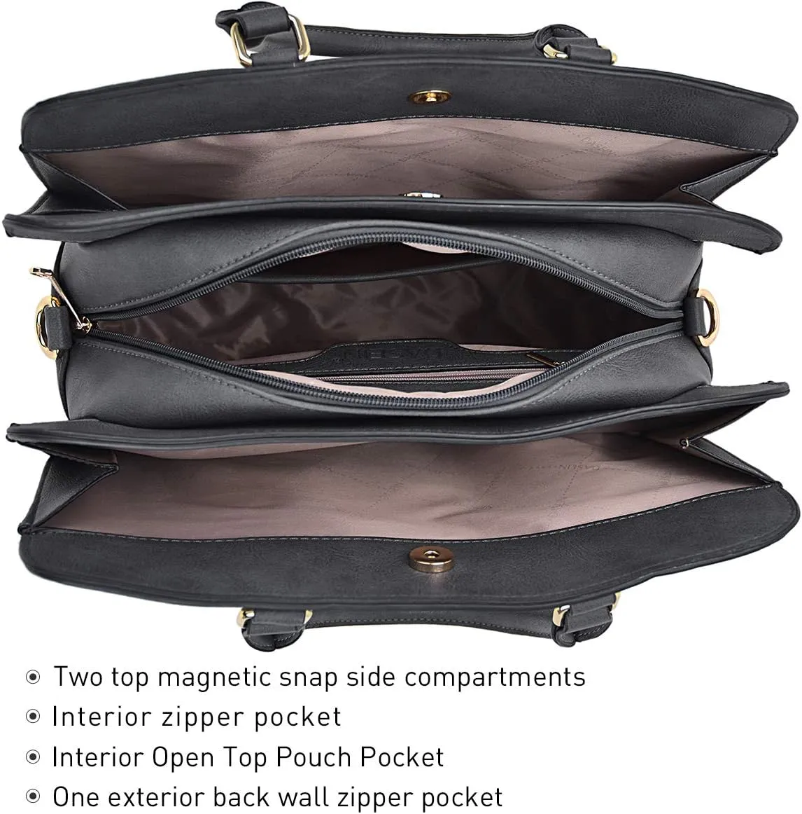 Women Handbag Wallet Tote Shoulder Hobo Bag Top Handle Satchel Purse Set 2pcs with 3 Compartments