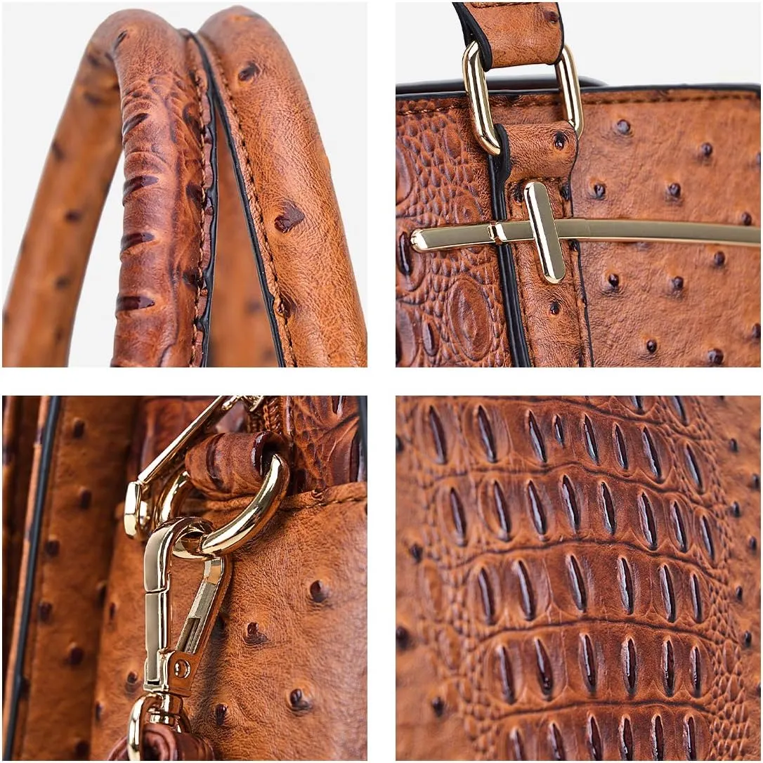 Women Handbag Wallet Tote Shoulder Hobo Bag Top Handle Satchel Purse Set 2pcs with 3 Compartments