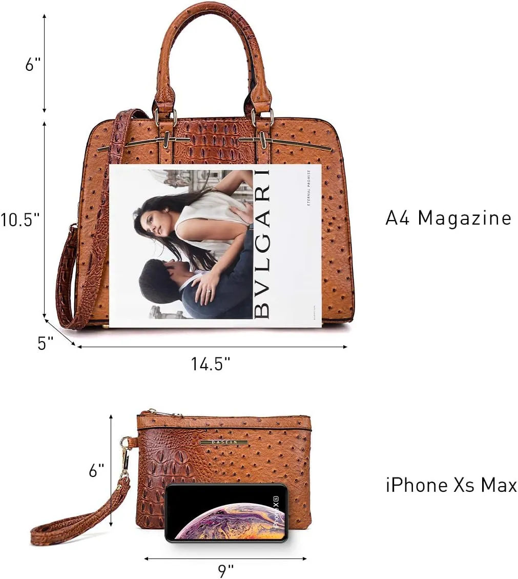 Women Handbag Wallet Tote Shoulder Hobo Bag Top Handle Satchel Purse Set 2pcs with 3 Compartments