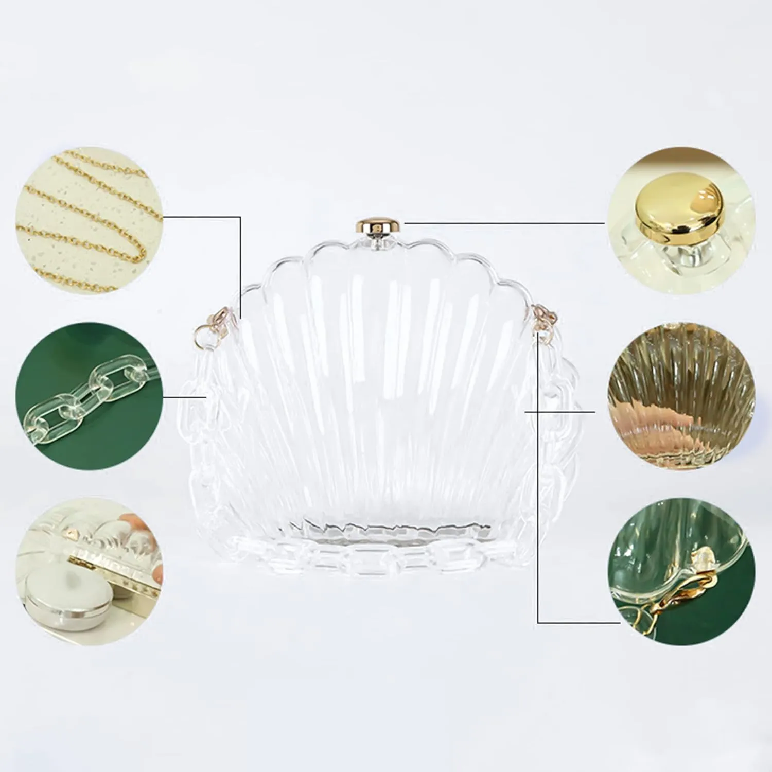 Women Mini Seashell Evening Clutch Top-Handle Bag Cross-body Bag