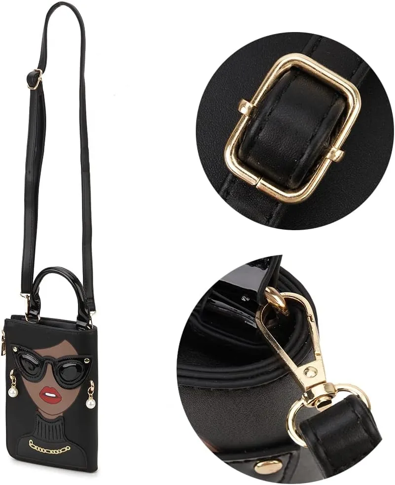 Women Novelty Lady Face Shoulder Bags Funky PU Leather Top Handle Satchel Handbags Clutch Purse for Women