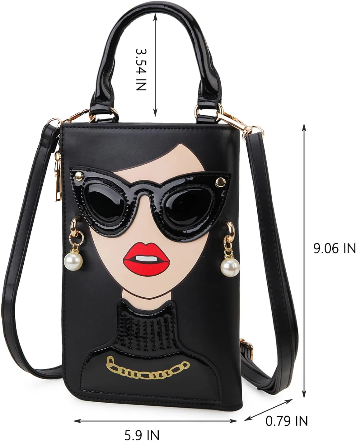 Women Novelty Lady Face Shoulder Bags Funky PU Leather Top Handle Satchel Handbags Clutch Purse for Women