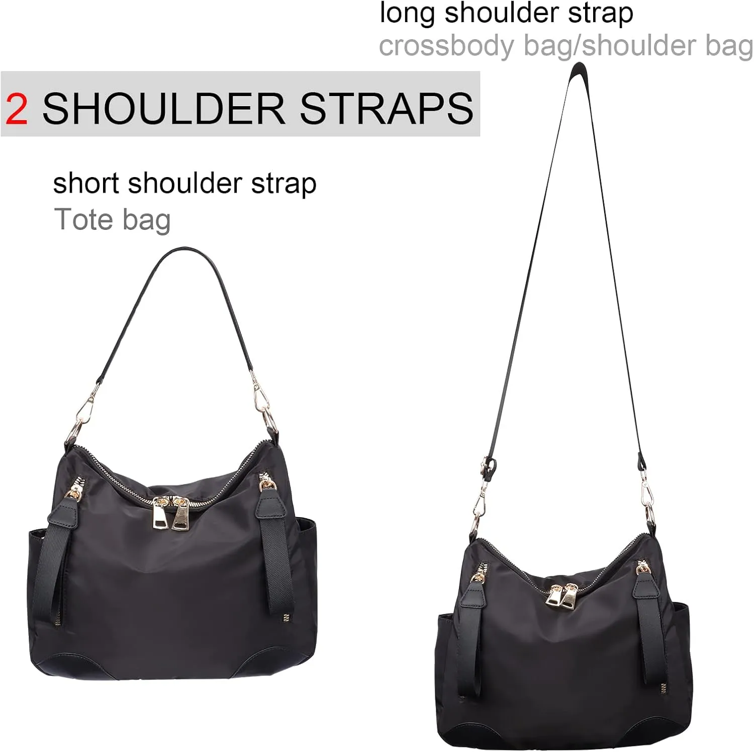 Women Nylon Crossbody Bag Hobo Tote Bag Large Capacity Anti-theft Lightweight Travel Shoulder Bag