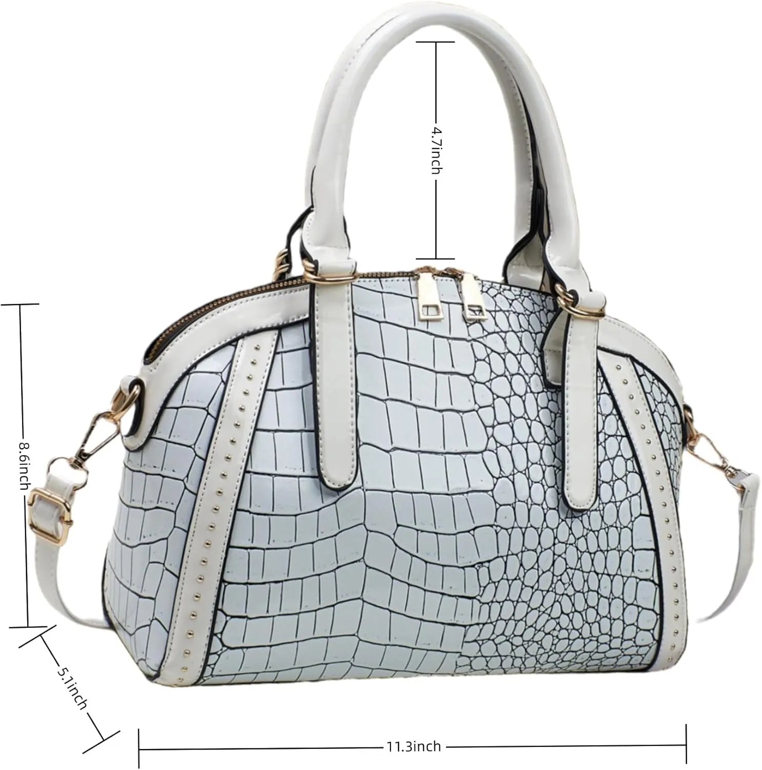Women Patent Faux Leather Handbag Crossbody Purse Dome Satchel Purses Glossy Shell Shoulder Bag Top Handle Totes