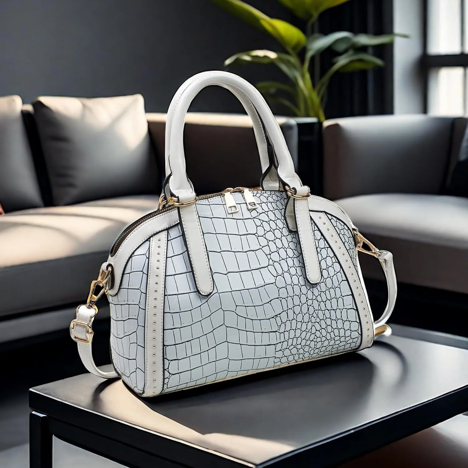 Women Patent Faux Leather Handbag Crossbody Purse Dome Satchel Purses Glossy Shell Shoulder Bag Top Handle Totes