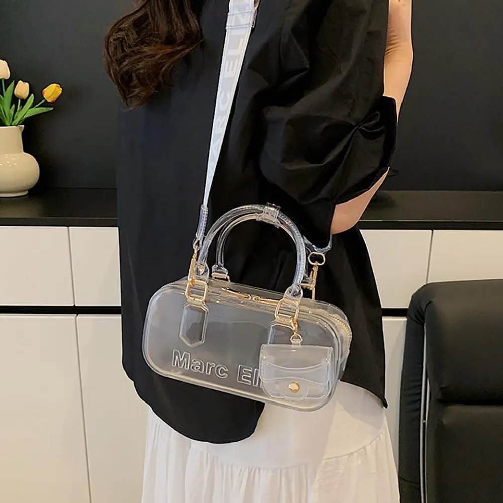 Women PVC Transparent Jelly Handbag, Fashion Colorful Clear Tote Bag for Stadium Events Plastic Waterproof Top Handle Purse