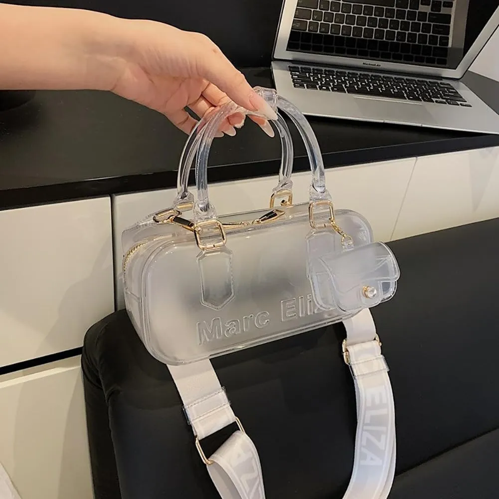 Women PVC Transparent Jelly Handbag, Fashion Colorful Clear Tote Bag for Stadium Events Plastic Waterproof Top Handle Purse