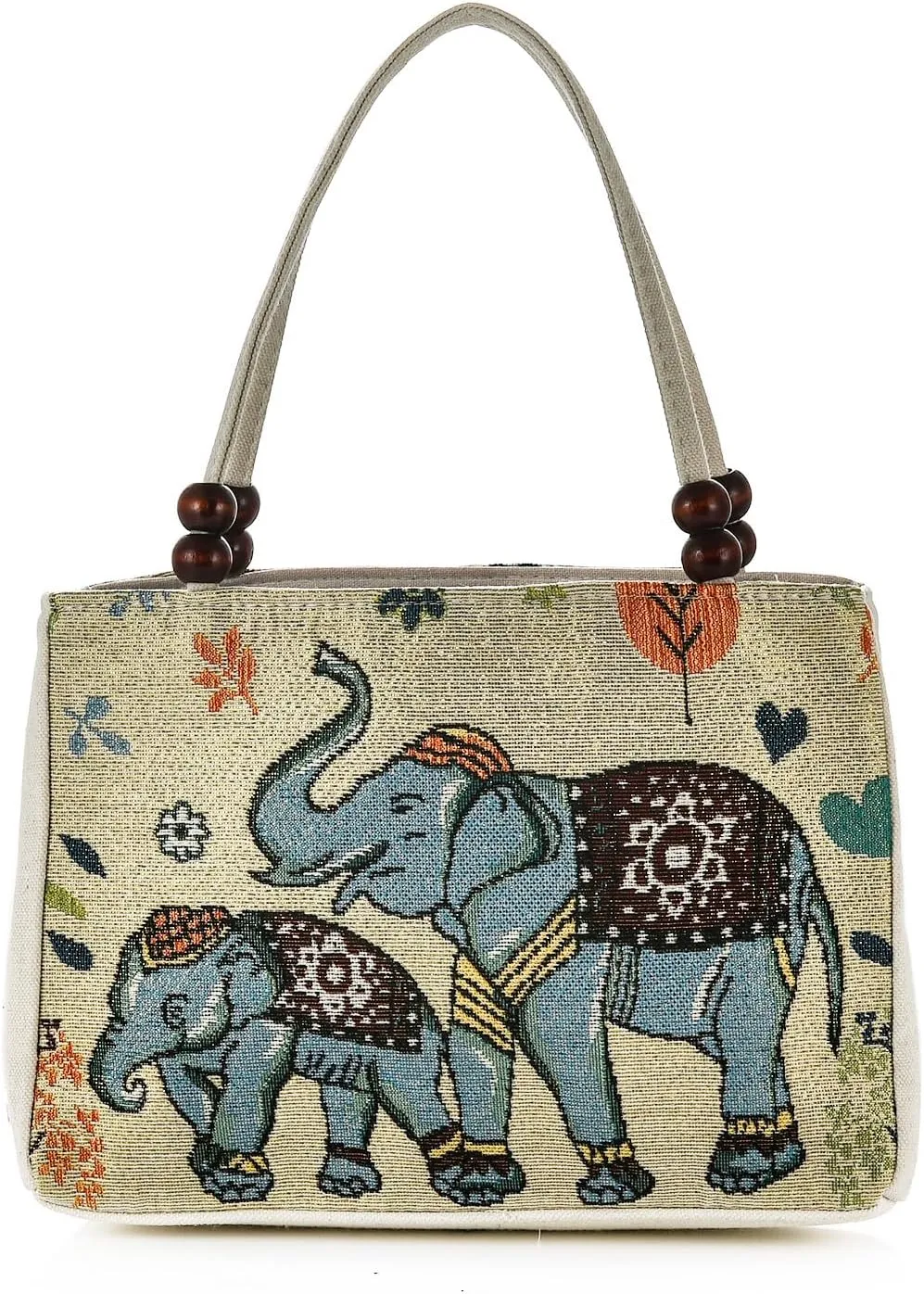Women Retro Embroidery Satchel Handbag Boho Vintage Handmade Double-Sided Animal Ethnic Hobo Tote Purse Shoulder Handbags