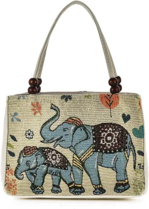 Women Retro Embroidery Satchel Handbag Boho Vintage Handmade Double-Sided Animal Ethnic Hobo Tote Purse Shoulder Handbags