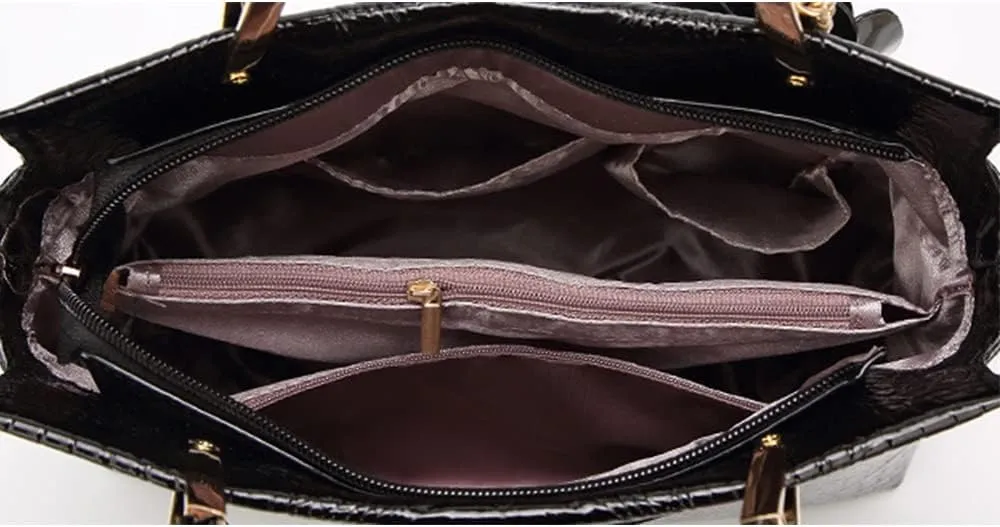 Women Satchel Top Handle Bags PU Leather Handbag Shoulder Bag Purse with Flower Pendant