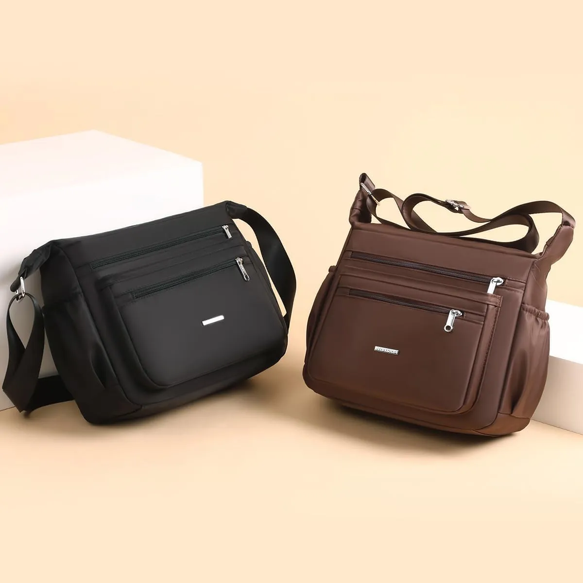 Women Shoulder Handbag Crossbody Bag Nylon Waterproof Roomy Multiple Pockets Bag Tote Top Handle Satchel