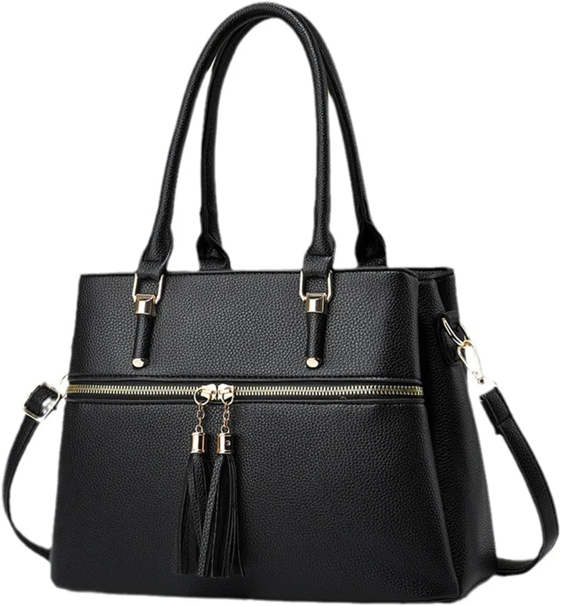 Women Tassels Satchel Bag Top-Handle Bag Shoulder Handbag and Purse Pockets Zipper Leather Crossbody Bag Tote