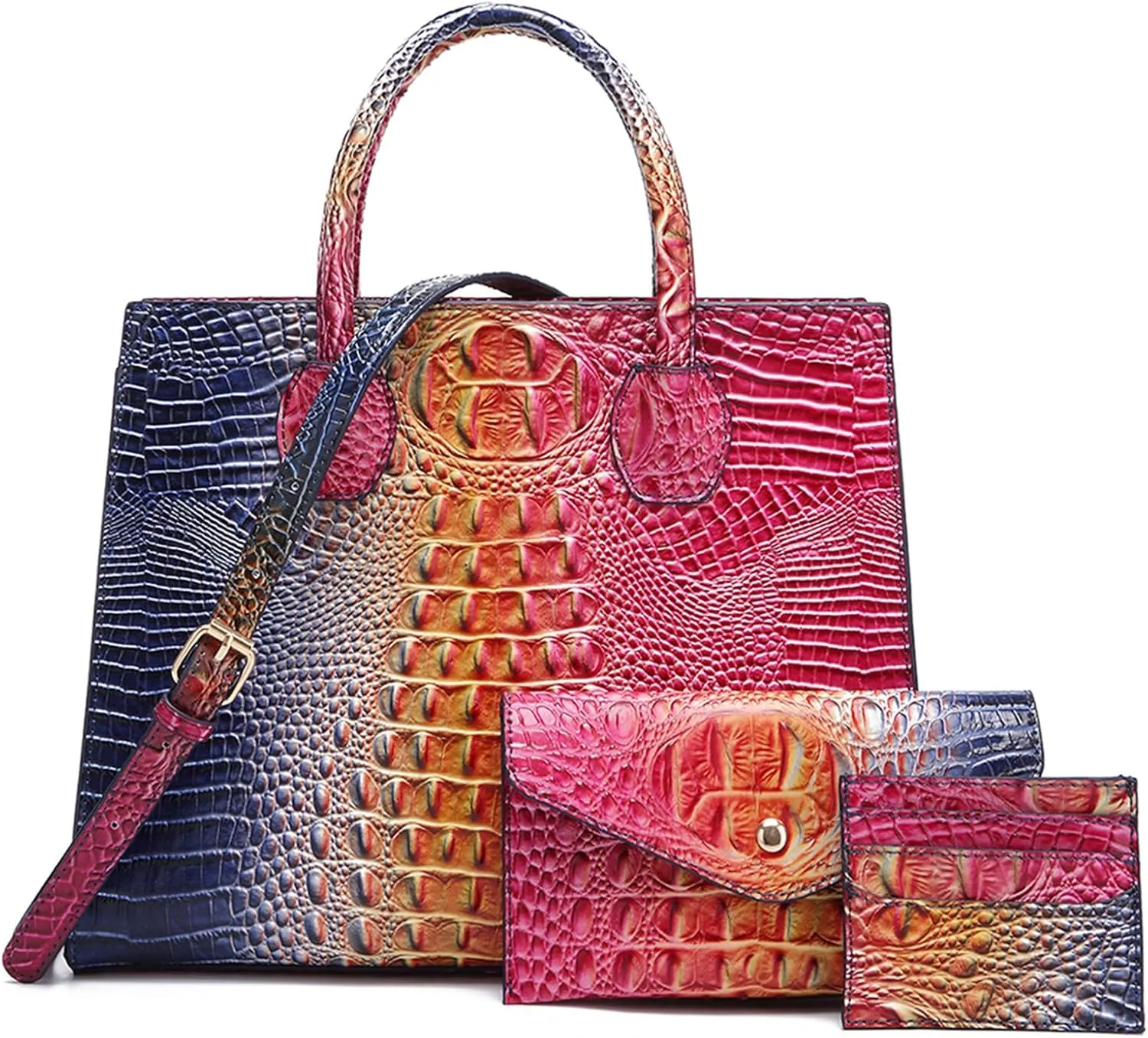 Women Top Handle Crossbody Bag Fashion Crocodile Print Handbag Shoulder Satchel