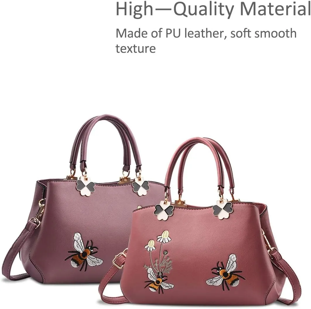 Women Top Handle Handbags Retro Embroidery Crossbody Bag Ladies Fashion Tote Shoulder Bag Purse
