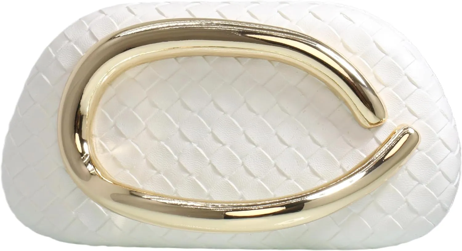 Women Woven PU Leather Clutch Box Metal Handle Evening Bag Trendy Leather Handbag Weave Shoulder Purse for Causal