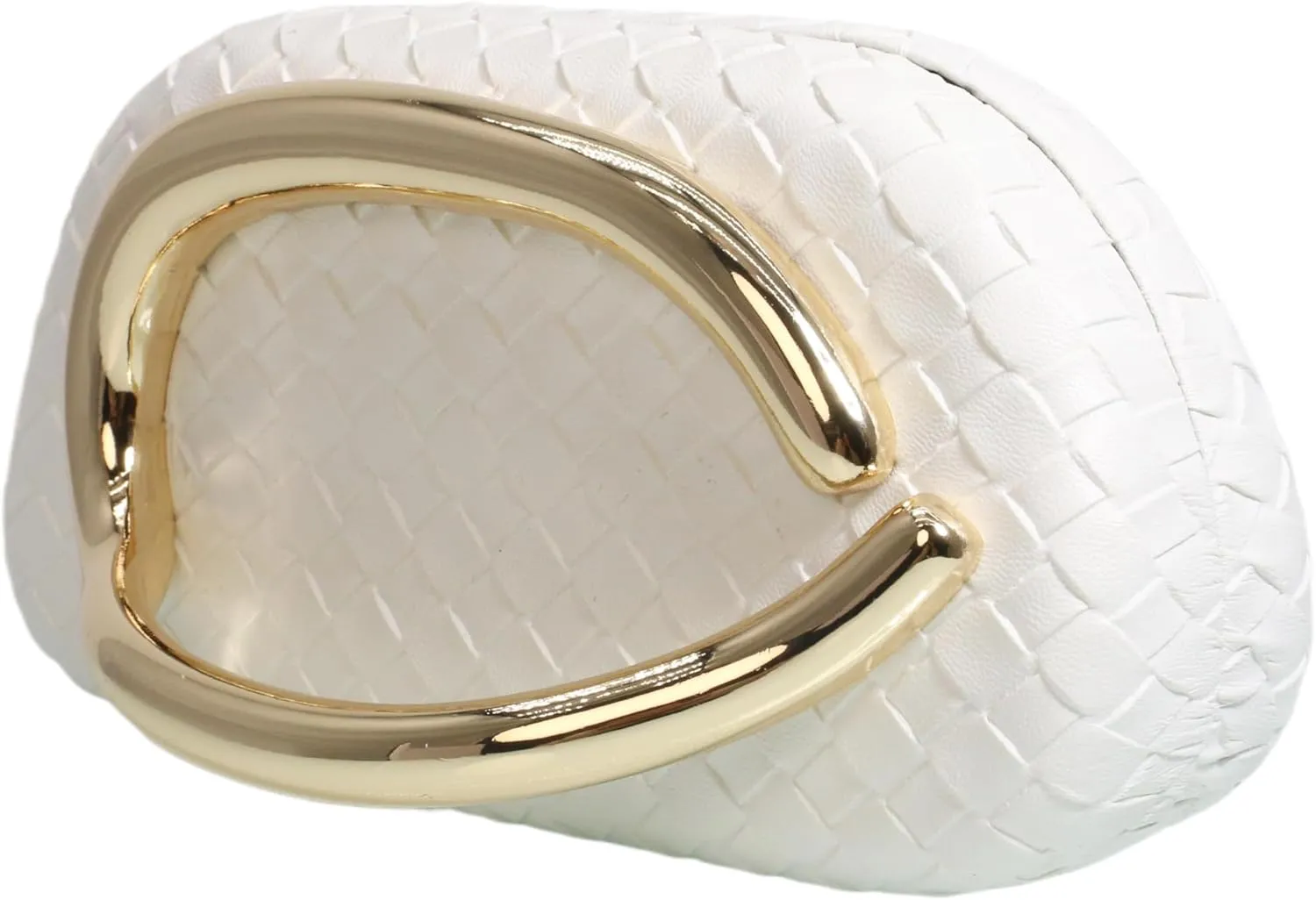 Women Woven PU Leather Clutch Box Metal Handle Evening Bag Trendy Leather Handbag Weave Shoulder Purse for Causal