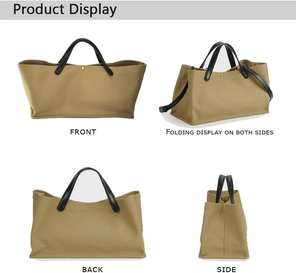 Women's Canvas Tote Bag,Leather Commuting Handbags with Shoulder Strap,Designer Oversized Totes Top Handle Handbag