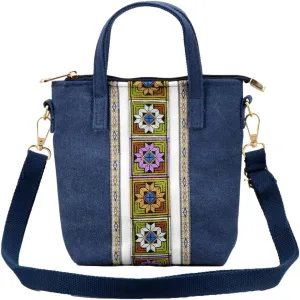 Womens Ethnic Embroidered Crossbody Bag Small Canvas Handbags Phone Pouch Wristlet Bag Coin Shoulder Purse