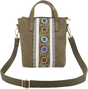 Womens Ethnic Embroidered Crossbody Bag Small Canvas Handbags Phone Pouch Wristlet Bag Coin Shoulder Purse