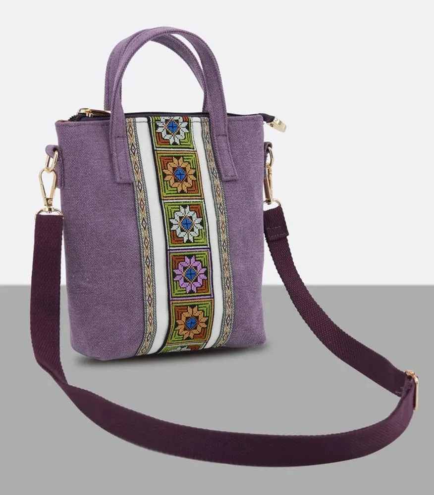 Womens Ethnic Embroidered Crossbody Bag Small Canvas Handbags Phone Pouch Wristlet Bag Coin Shoulder Purse