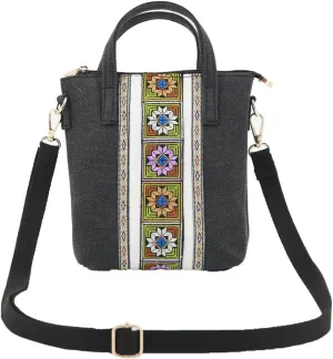 Womens Ethnic Embroidered Crossbody Bag Small Canvas Handbags Phone Pouch Wristlet Bag Coin Shoulder Purse