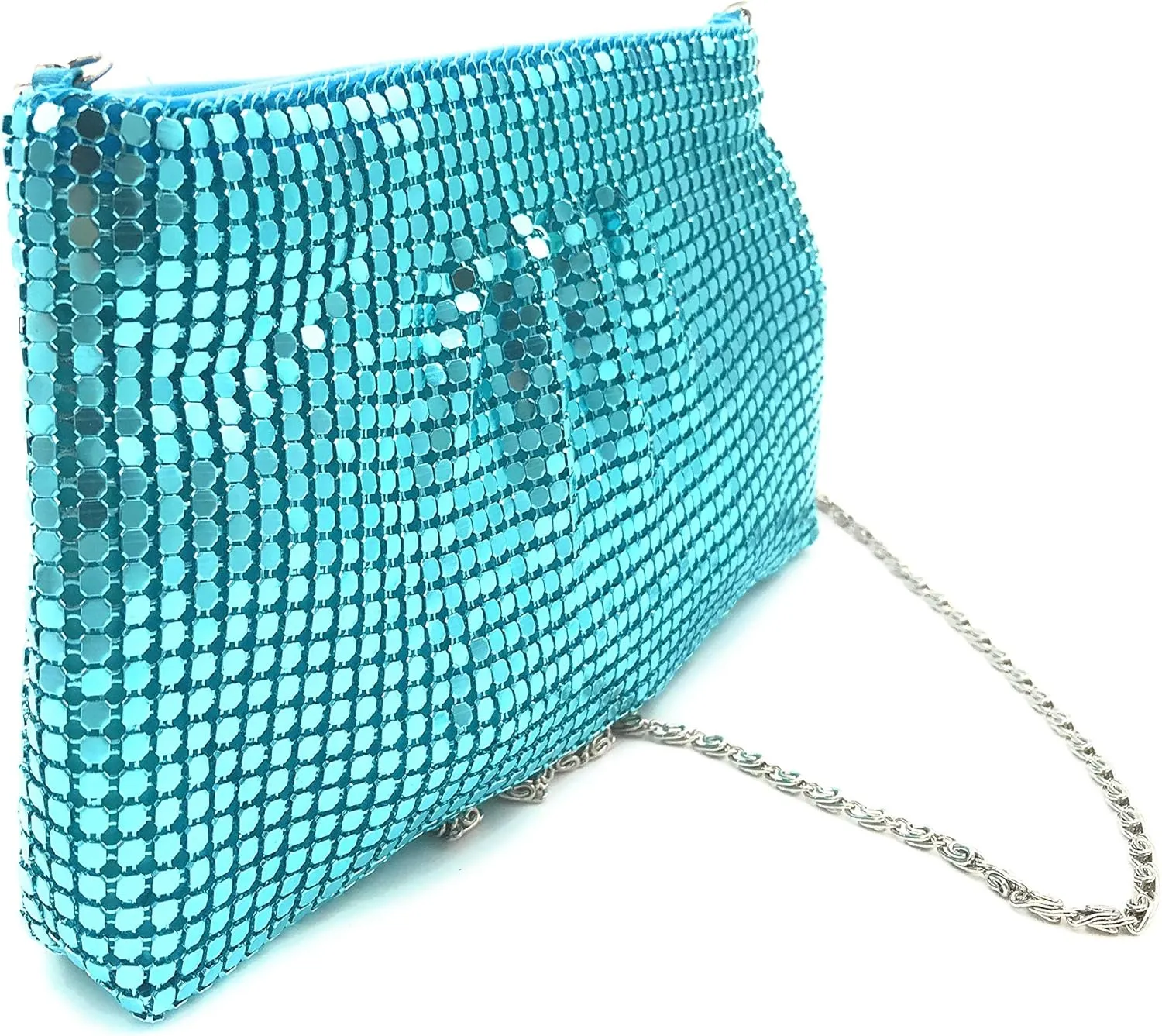 Women's Evening Clutches Metal Mesh Party Purse Bag(Mini,Purple)