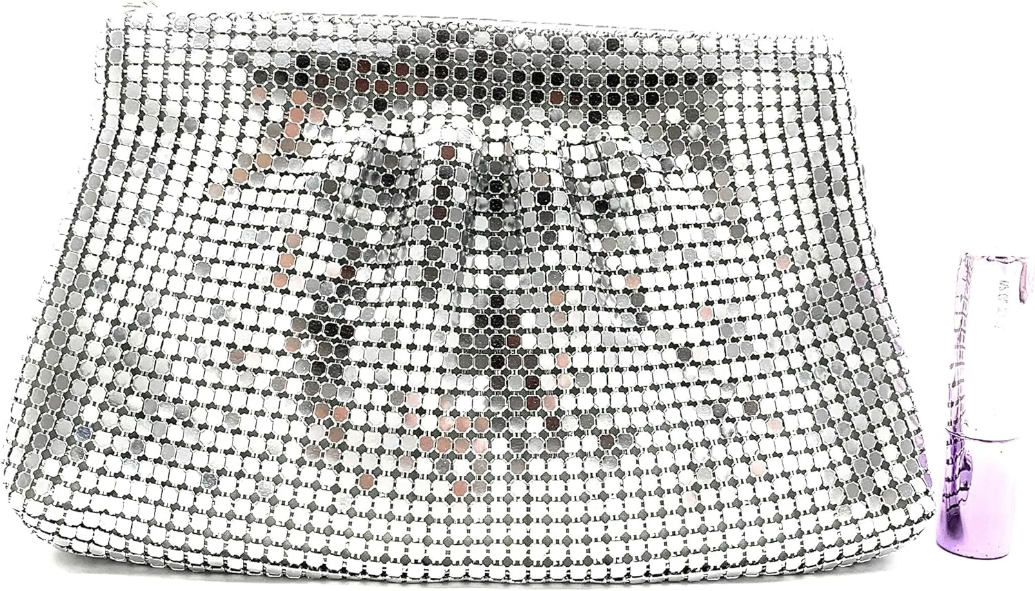 Women's Evening Clutches Metal Mesh Party Purse Bag(Mini,Purple)