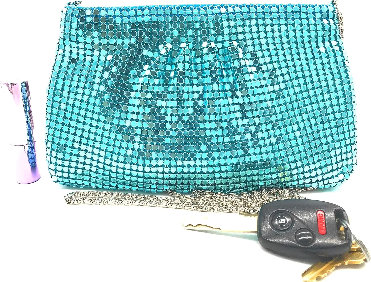 Women's Evening Clutches Metal Mesh Party Purse Bag(Mini,Purple)