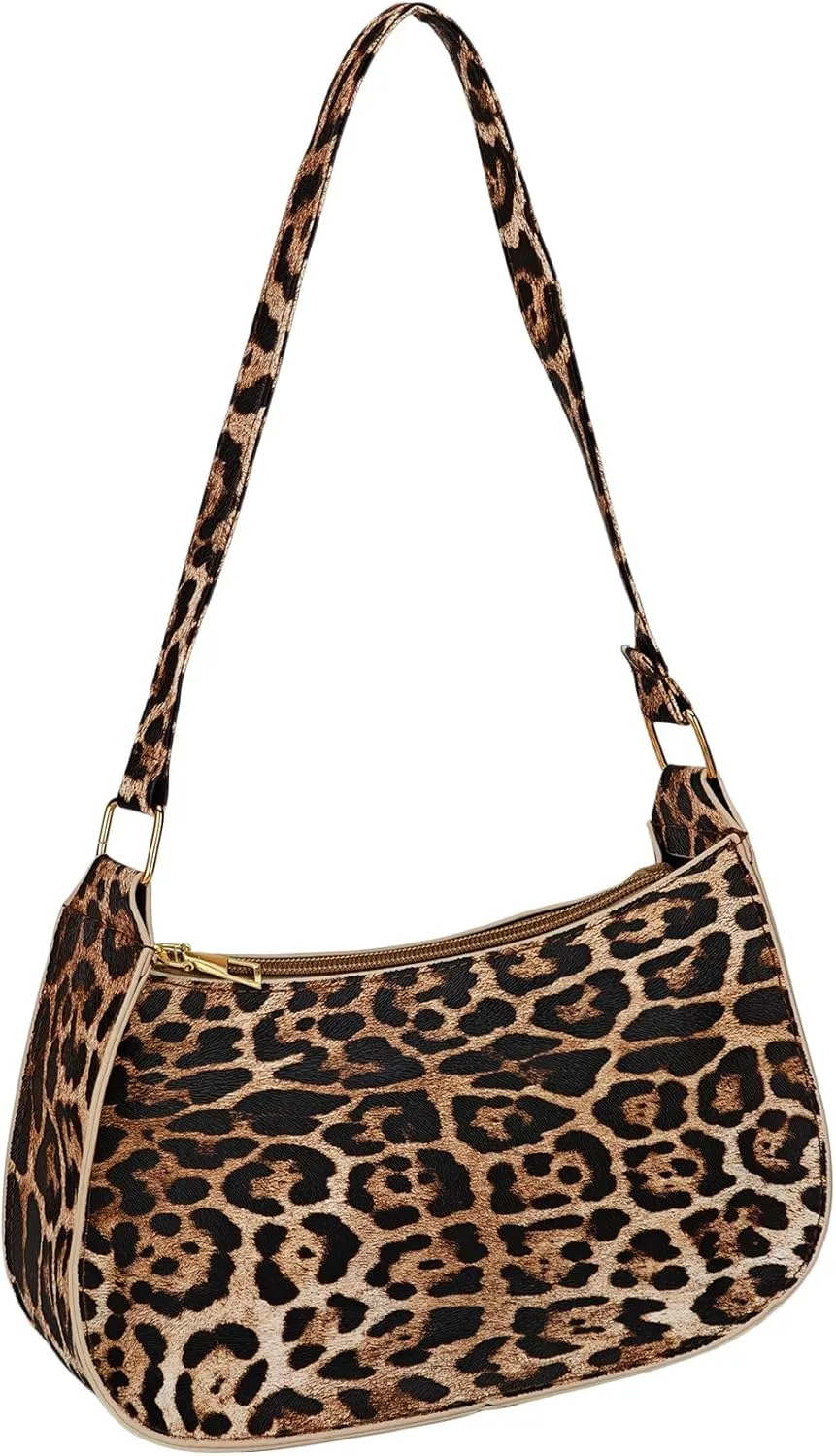Women's Glossy Retro Underarm Purses Zipper Hobo Bags Clutch Shoulder Strap Tote Handbags Crescent Bags