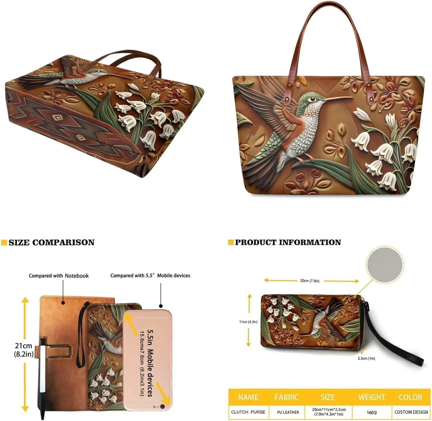 Womens Handbag with Matching Wallet, Large Top Handle Purse Shoulder Tote Bag with PU Clutch Wallet Purse…