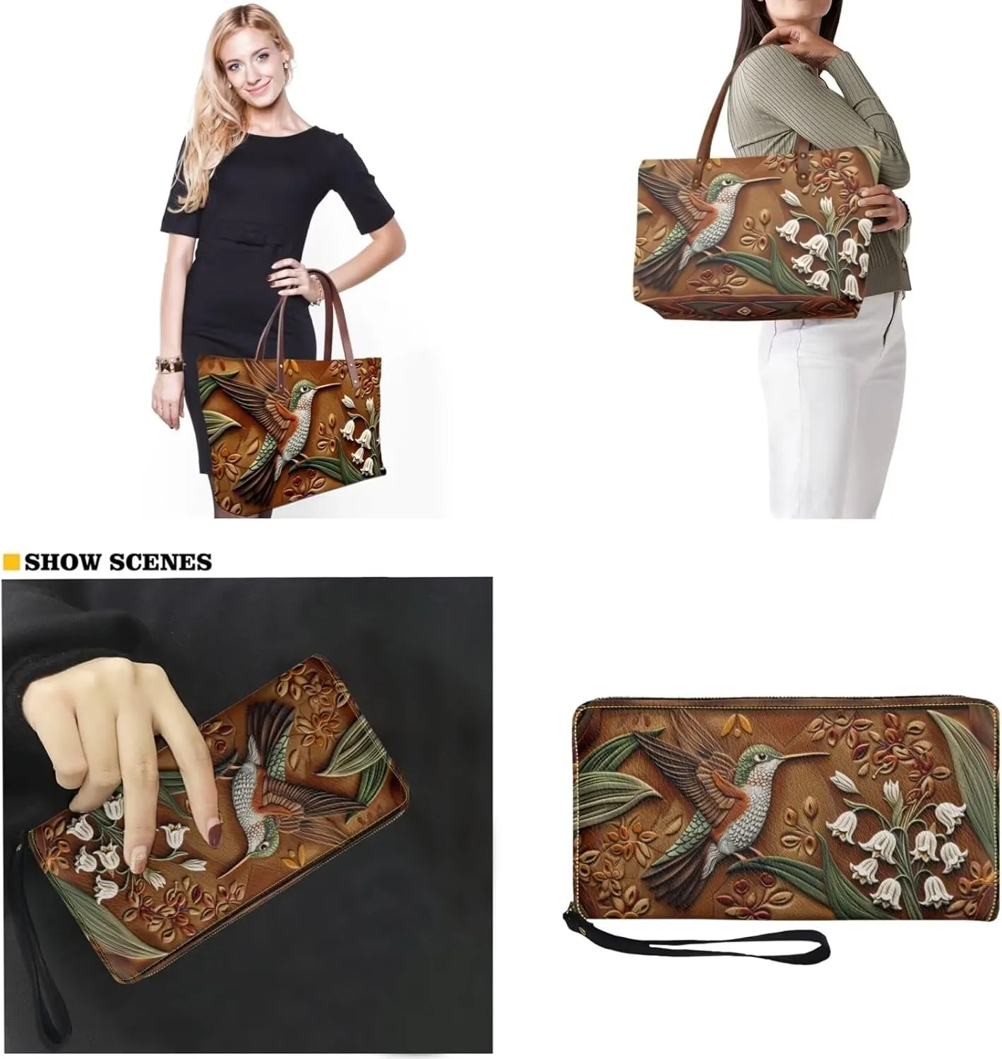 Womens Handbag with Matching Wallet, Large Top Handle Purse Shoulder Tote Bag with PU Clutch Wallet Purse…