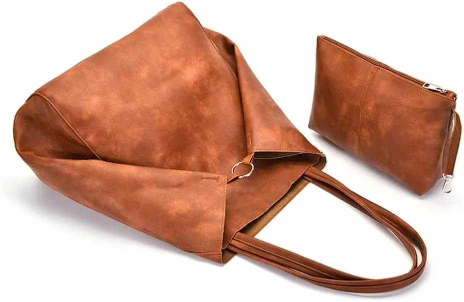 Women's Hobo Bag PU Leather Shoulder Bag Glossy Handbag Underarm Purse Top Handle Satchels Large Totes