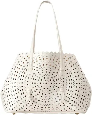 Womens Hollow Vegan Leather Tote Bag Small Summer Beach Bucket Shoulder Purse Top Handle Handbag Crossbody Satchels