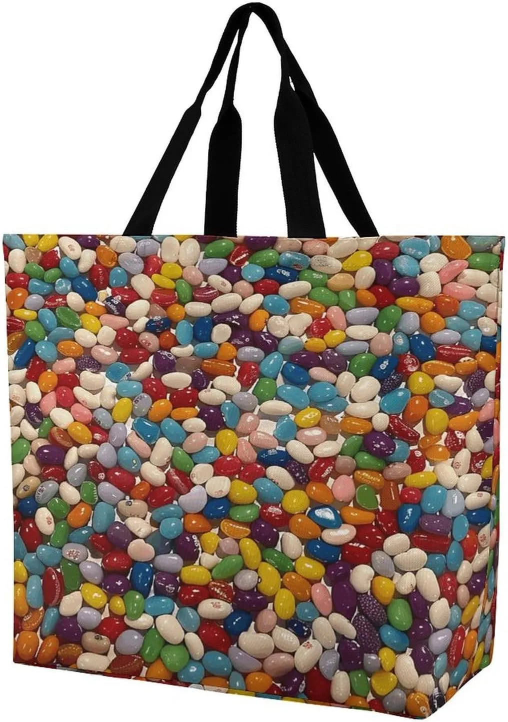 Women's Multi-Functional Shopping Bag，Assorted Jelly Beans Printing Messenger Bag Shoulder Bag for Travel, Work, Shopping & Parties with Inner Pocket, Grocery Bag Lightweight & Water-Resistant