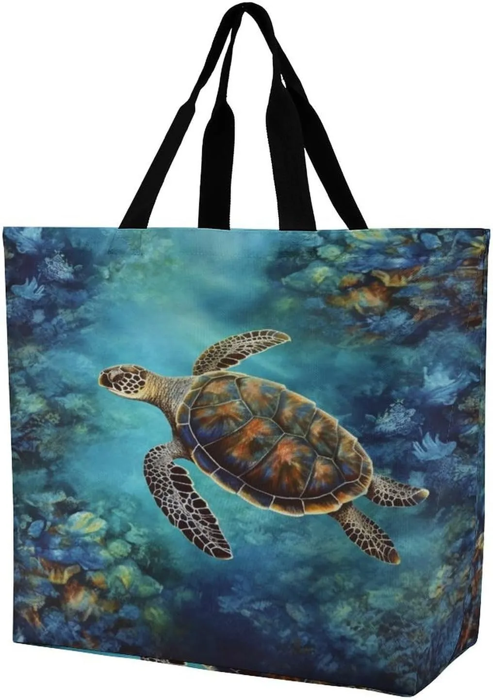 Women's Multi-Functional Shopping Bag，Sea Turtle Printing Messenger Bag Shoulder Bag for Travel, Work, Shopping & Parties with Inner Pocket, Grocery Bag Lightweight & Water-Resistant