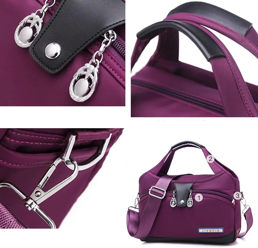 Women's Nylon Handbag Casual Shoulder Crossbody Bag Small Totes Lightweight Multi Pocket Purse for Travel