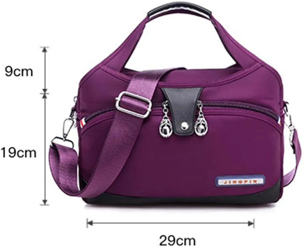 Women's Nylon Handbag Casual Shoulder Crossbody Bag Small Totes Lightweight Multi Pocket Purse for Travel