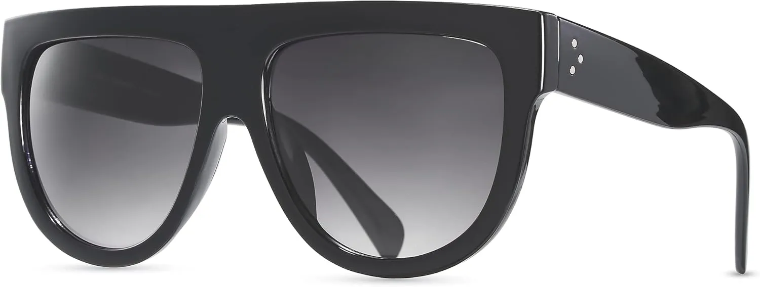 Women's Oversized Flat Top Fashion Sunglasses Trendy Big Square Designer Retro Sun Glasses Shades
