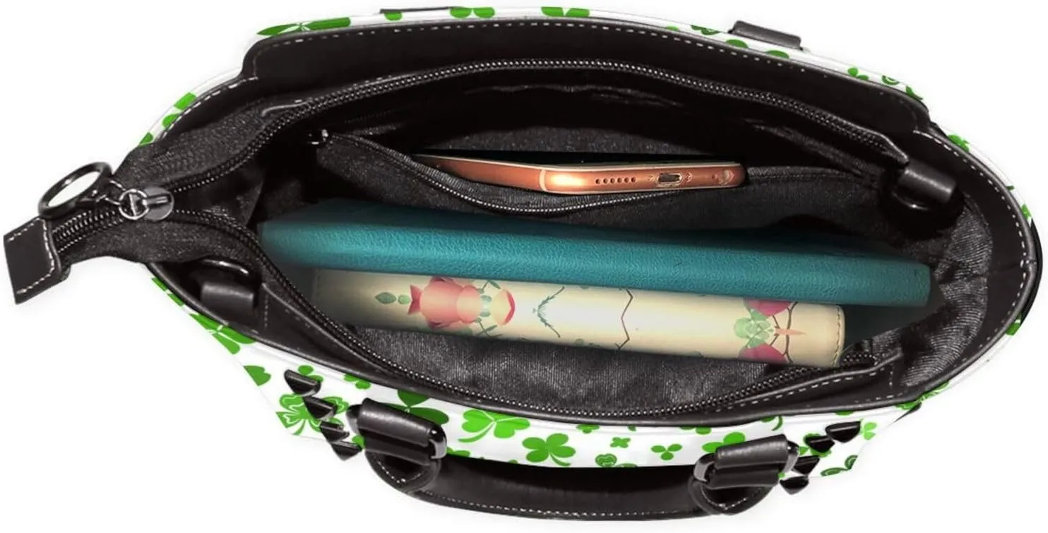 Women's PU Leather Shoulder Bag Handbag Shopping Purse Handle Satchels Studded Totes Clutch Bag