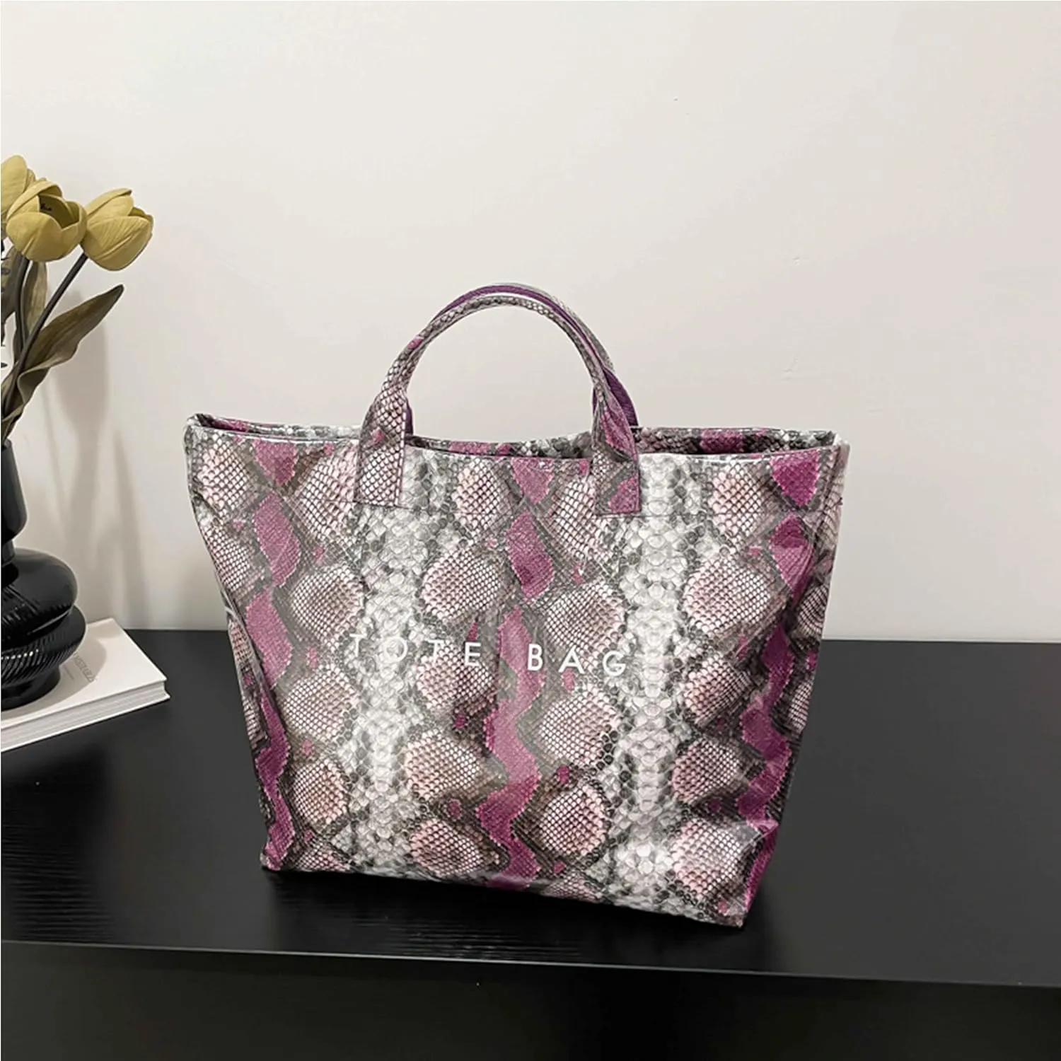 Women’s PVC Tote Bag Large Kraft Paper Clear Plastic Tote Bag Top Handle Clear Hobo Handbag hot pink tote bag