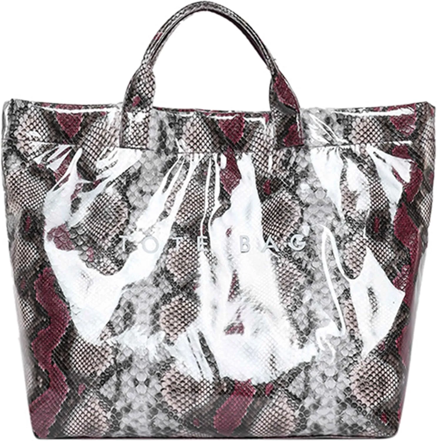 Women’s PVC Tote Bag Large Kraft Paper Clear Plastic Tote Bag Top Handle Clear Hobo Handbag hot pink tote bag