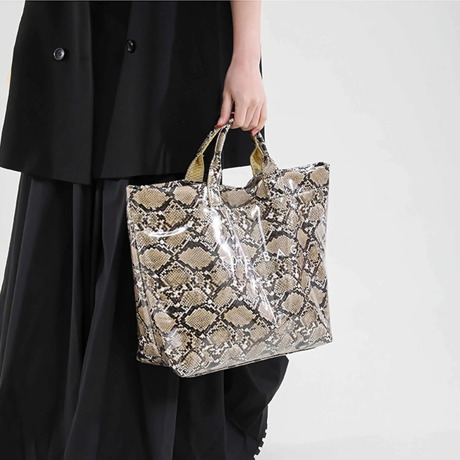 Women’s PVC Tote Bag Large Kraft Paper Clear Plastic Tote Bag Top Handle Clear Hobo Handbag hot pink tote bag